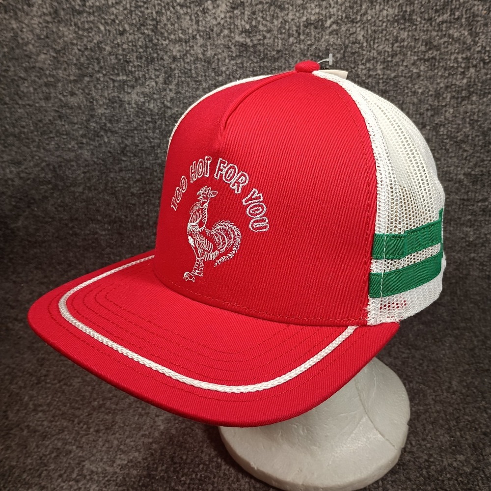 Sriracha Hot Sauce Hat Cap Snapback Red White Mesh Rooster Mad Engine